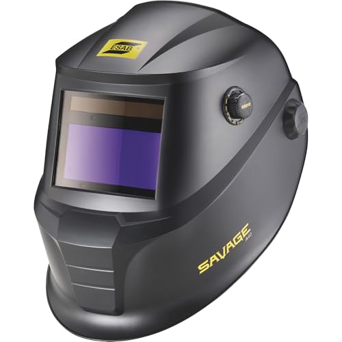 ESAB 070000490 SAVAGE A40 Casque de soudage auto-obscurcissant, réglage de l'ombre externe, lentille de visualisation couleur véritable de 10x5 cm, contrôle de la sensibilité/du retard