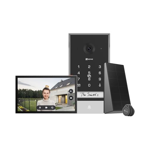 EZVIZ EP7 Interphone Vidéo 2K sans Fil avec Panneau Solaire, Ecran Tactile Couleur 7", Sonnette Vidéo sans Fil, Alimentation Solaire, Audio Bidirectionnel, WiFi 2,4/5 GHz, Détection de Humain