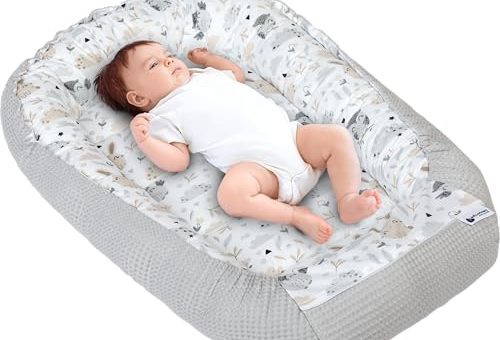 Medi Partners Reducteur de Lit Bebe - Réducteur Bébé 100x60x15cm Cocon et Naissance couffin Nid d'ange 100% Coton Gaufre (Glade avec Gaufre Grise)