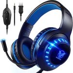 Pacrate Casque Gaming pour PS4/PS5/Xbox/Nintendo Switch/PC, Casque PS5 Casque Gamer avec Micro Casque PS4 Casque Xbox Stéréo Surround Casque Switch, Bleu