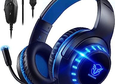 Pacrate Casque Gaming pour PS4/PS5/Xbox/Nintendo Switch/PC, Casque PS5 Casque Gamer avec Micro Casque PS4 Casque Xbox Stéréo Surround Casque Switch, Bleu
