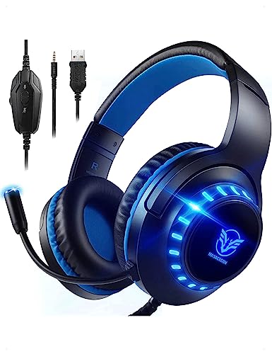 Pacrate Casque Gaming pour PS4/PS5/Xbox/Nintendo Switch/PC, Casque PS5 Casque Gamer avec Micro Casque PS4 Casque Xbox Stéréo Surround Casque Switch, Bleu
