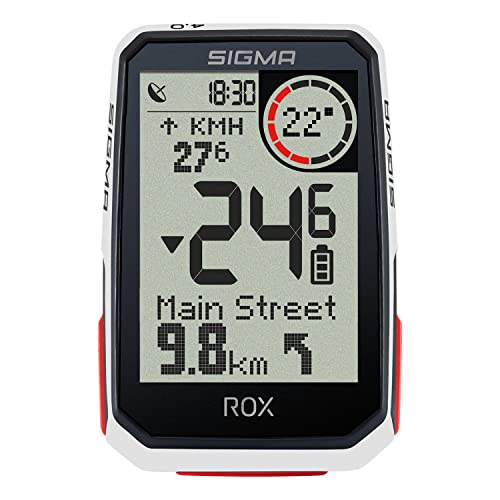 SIGMA Sport ROX 4.0 Blanc | Compteur GPS vélo sans Fil & Navigation avec Support Cintre/Potence GPS Inclus | Navigation GPS en extérieur avec Mesure de l'altitude