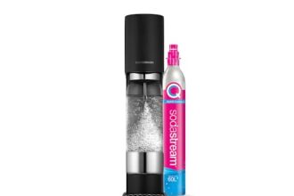 SodaStream ensō Machine à Eau Pétillante et Soda | Pack 1 Bouteille 1L Compatible Lave-Vaisselle + 1 Recharge de Gaz 60L à Clipser | Finition Noire