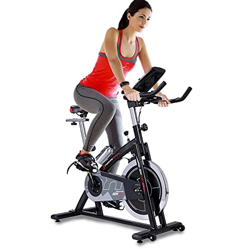 Sportstech Vélo d'appartement ergomètre SX200 avec contrôle via l'application Smartphone + Google Street View | roue d'inertie de 22 kg | capteur de fréquence cardiaque | charge maximale 125 kg