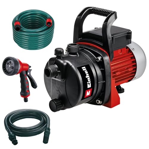 Einhell Kit Pompe d'arrosage GC-GP 6538 Set/I (650 W, Hauteur de refoulement 36 m, Câble d‘alimentation 1,4 m) Livré avec tuyau d’aspiration de 4 m, tuyau d’arrosage de 20 m + pistolet pulvérisateur
