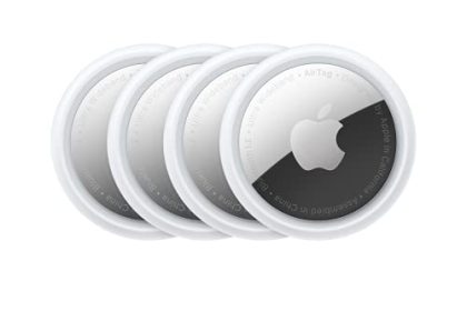 Apple AirTag (1ᵉ génération) Lot de 4. Repérer Votre Trousseau de clés, Porte-Feuille, Valise, Sac. Résistant à l'eau. Batterie remplaçable. Compatible avec iPhone ou iPad.