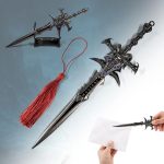 World of Warcraft- Frostmourne, ouvre-lettre en forme d'épée avec base, 22,5 cm, accessoire pour la maison et le bureau, cadeau et marchandise pour les fans et les collectionneurs