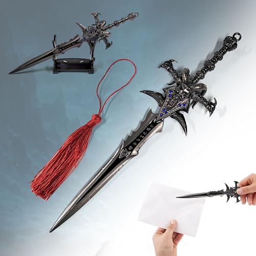 World of Warcraft- Frostmourne, ouvre-lettre en forme d'épée avec base, 22,5 cm, accessoire pour la maison et le bureau, cadeau et marchandise pour les fans et les collectionneurs